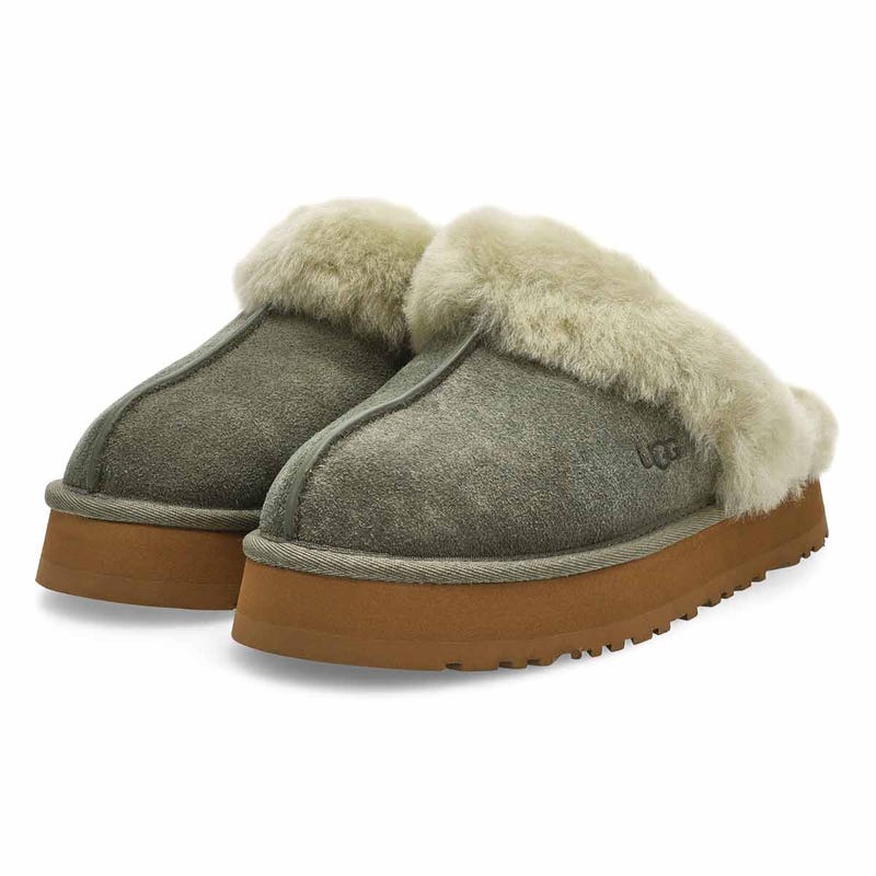 Women's  Disquette Sheepskin Slipper - Moss Green/Muted Brass