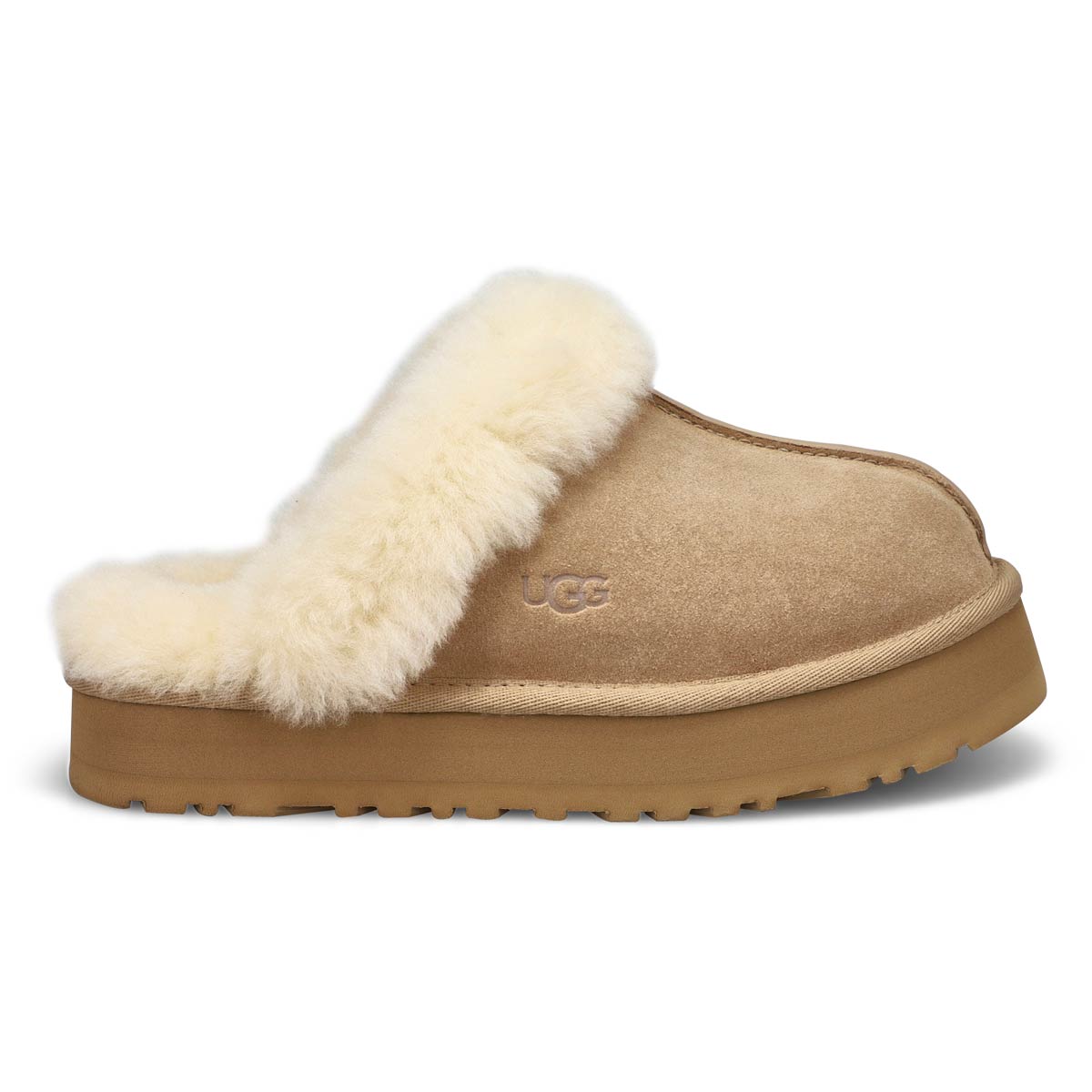 Pantoufle en peau de mouton DISQUETTE, sable, femmes