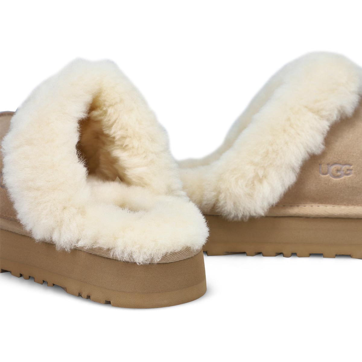 Pantoufle en peau de mouton DISQUETTE, sable, femmes