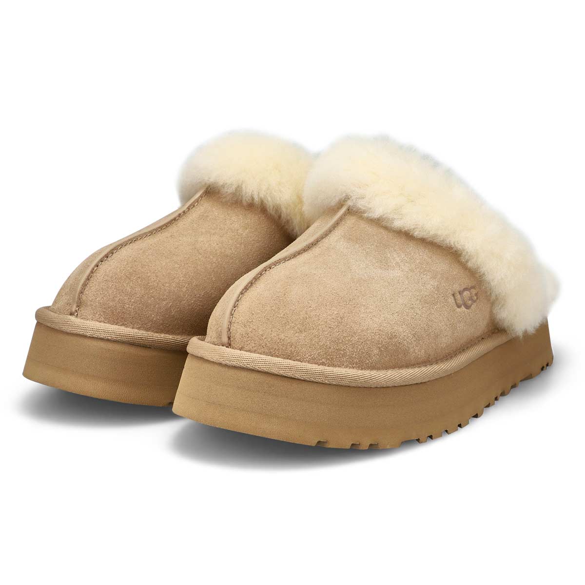 Pantoufle en peau de mouton DISQUETTE, sable, femmes