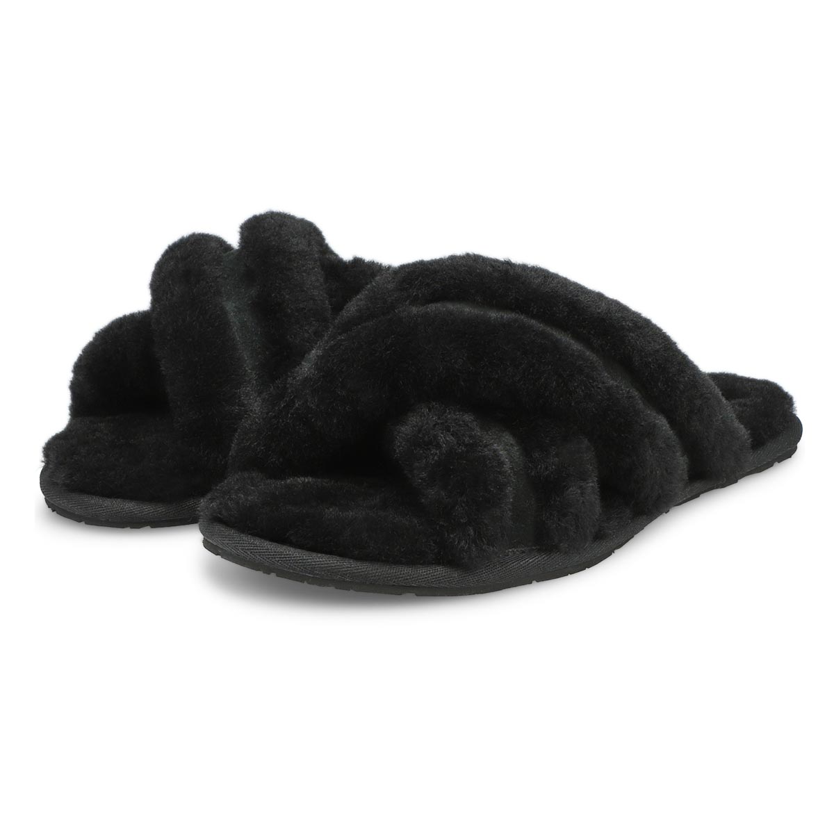 Pantoufles en peau de mouton SCUFFITA, noir, femme