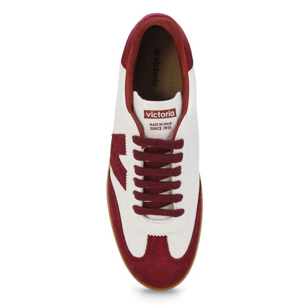 Women's Berlin Ciclista Lace Up Sneaker - White/Burdeos
