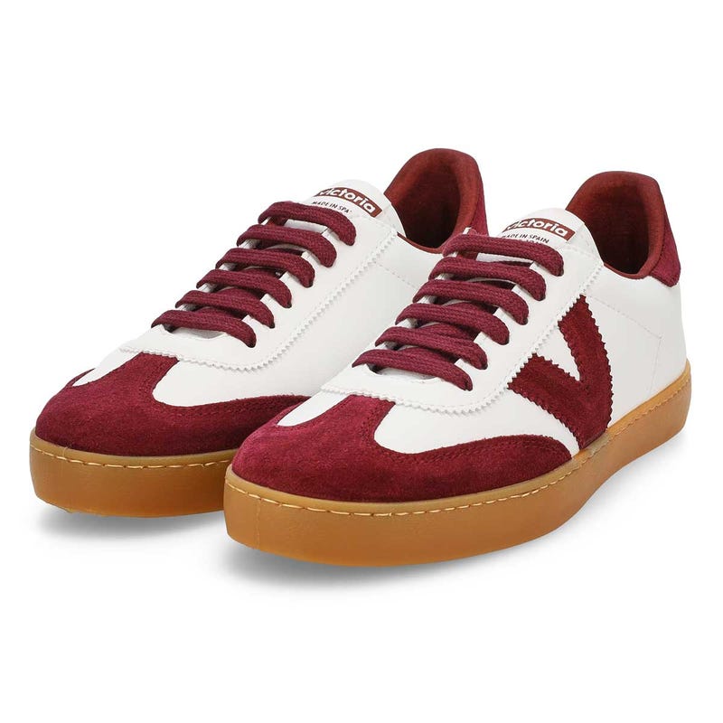 Women's Berlin Ciclista Lace Up Sneaker - White/Burdeos
