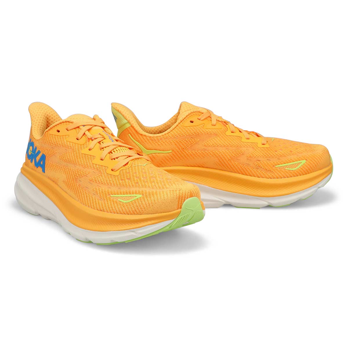 Men's Clifton 9 Lace Up Performance Runner - Solar Flare/Lettuce