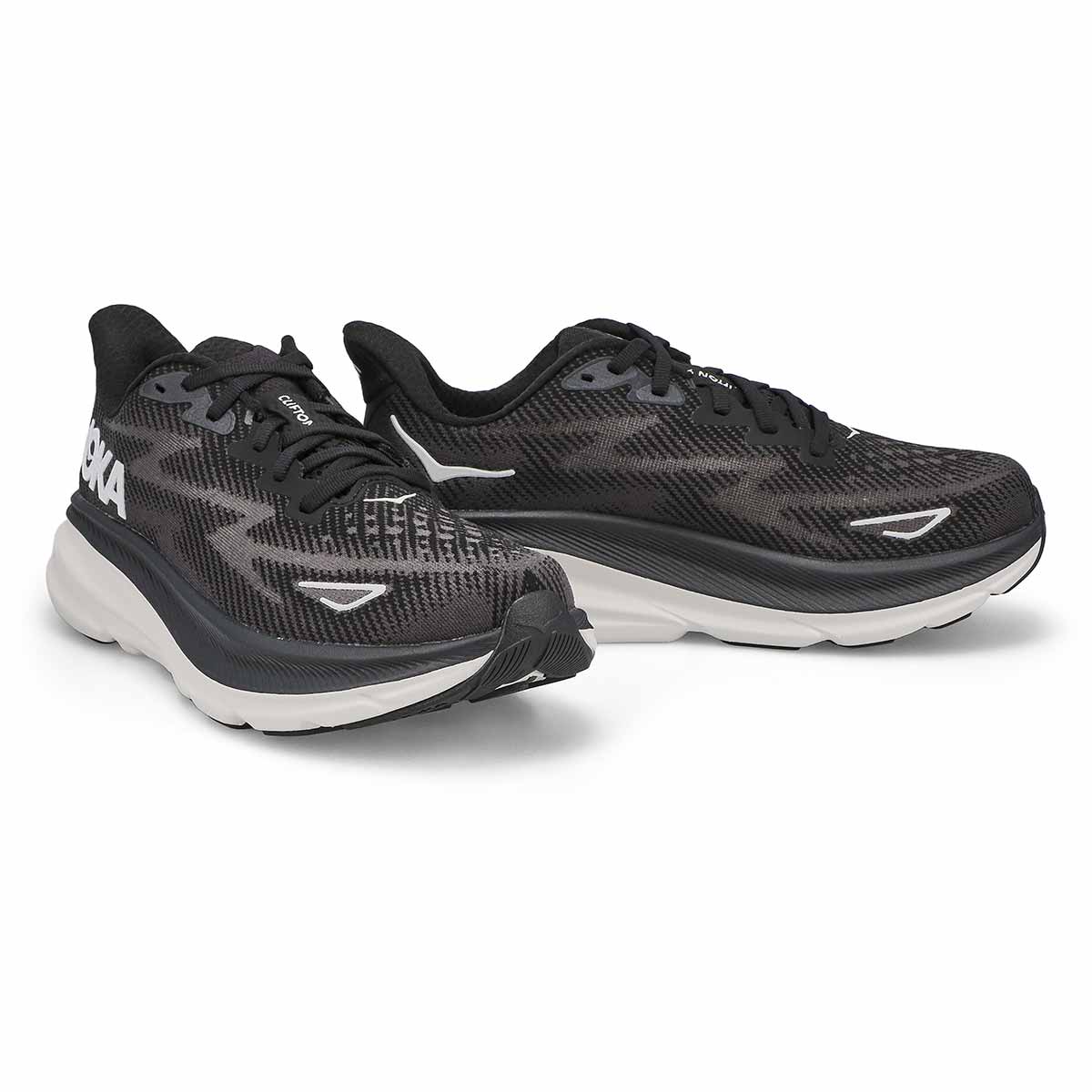 Women's Clifton 9 Lace Up Performance Runner - Black/White