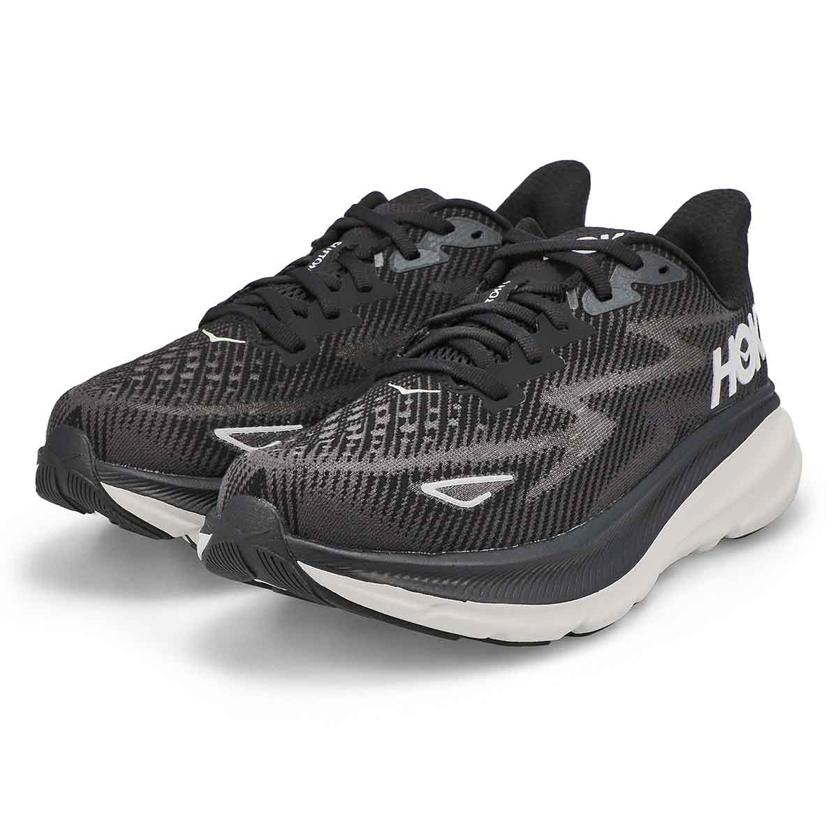 Women's Clifton 9 Lace Up Performance Runner - Black/White