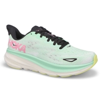 Women's  Clifton 9 Lace Up Performance Runner - Mint Fluorite/Snow Melt