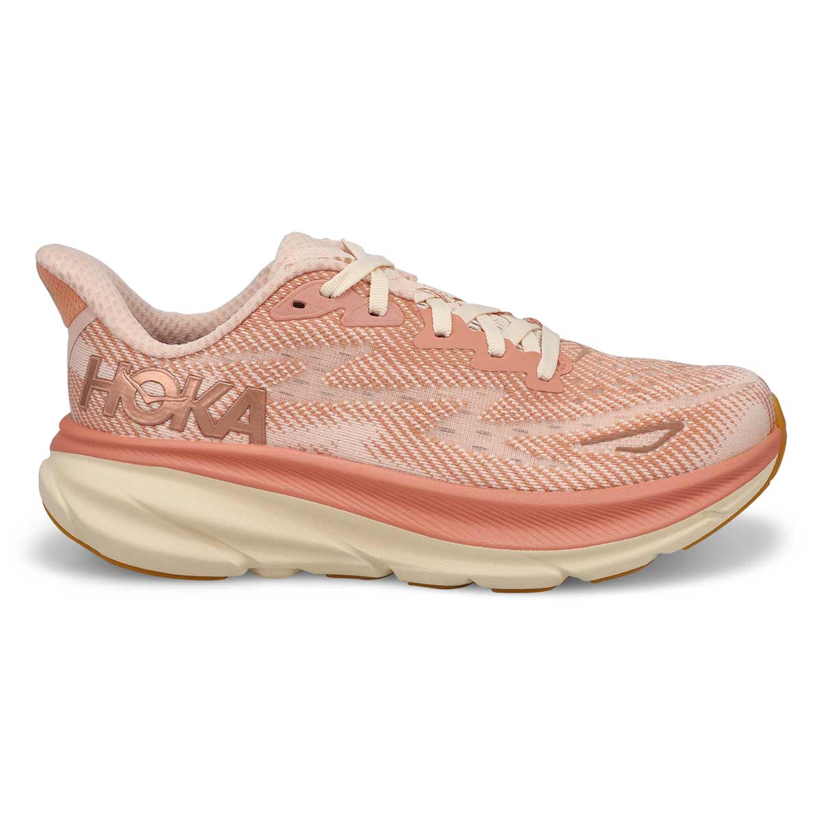 Women's  Clifton 9 Lace Up Performance Runner - Sandstone/ Cream