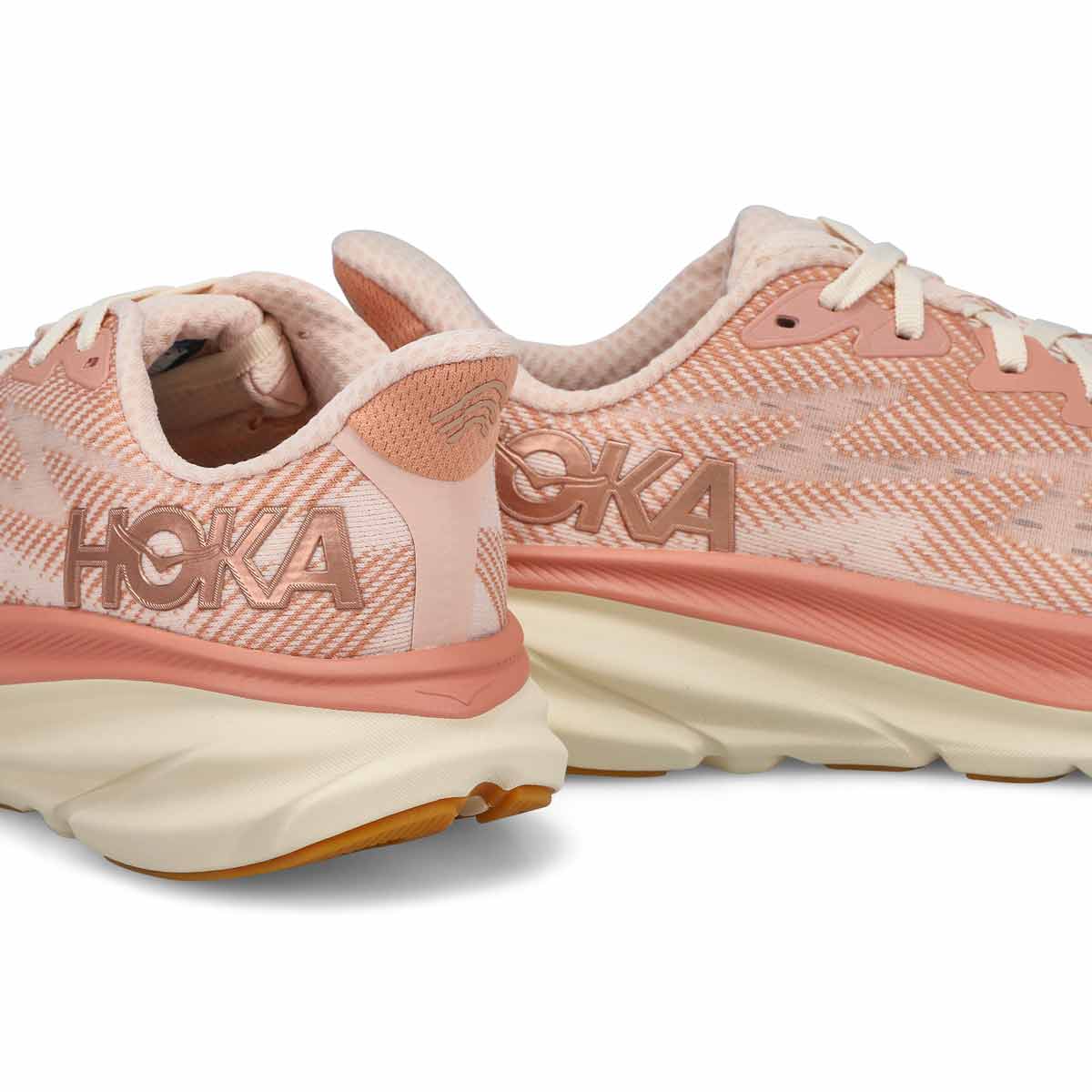 Women's  Clifton 9 Lace Up Performance Runner - Sandstone/ Cream