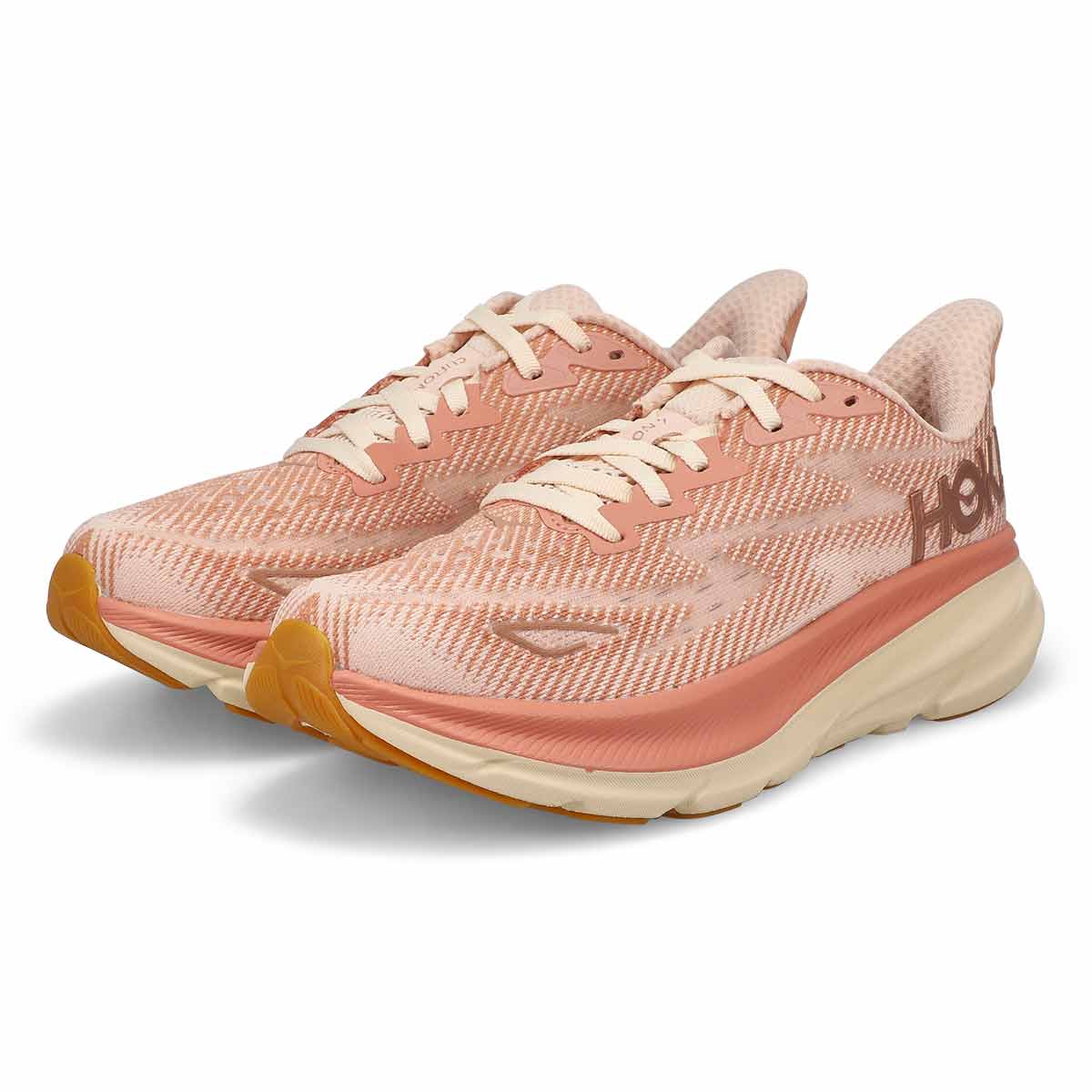Women's  Clifton 9 Lace Up Performance Runner - Sandstone/ Cream