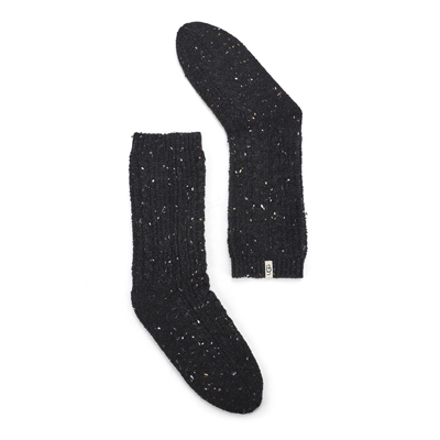 Lds Radell Cable Knit Sock - Black Speckle