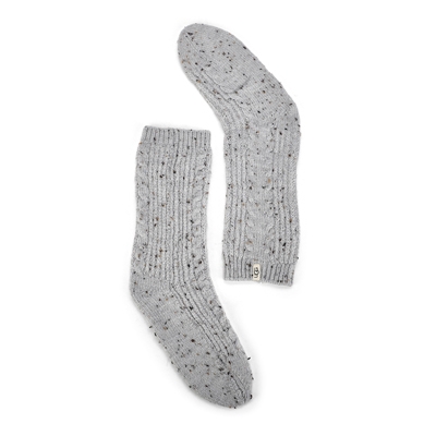 Lds Radell Cable Knit Sock - Grey Speckle