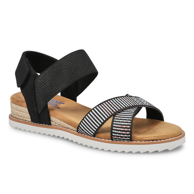 Lds Desert Kiss Cross Strap Sandal - Black/Multi