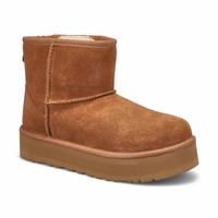 Girls Classic Mini Platfom Sheepskin Boot - Chestnut