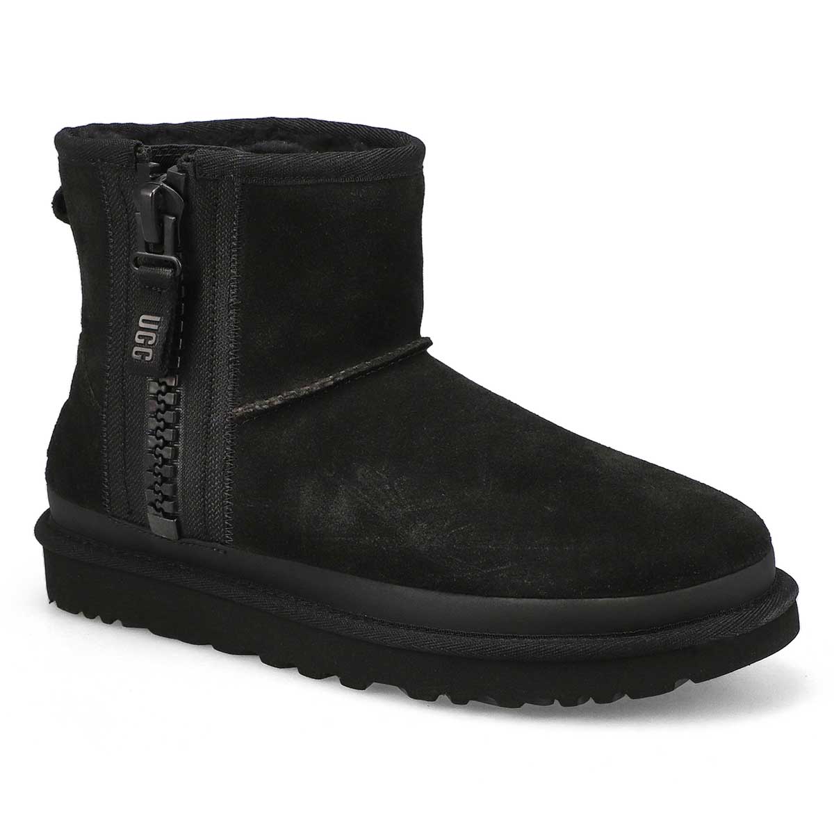 UGG Women's Classic Mini Zipper Boot - Black | SoftMoc.com