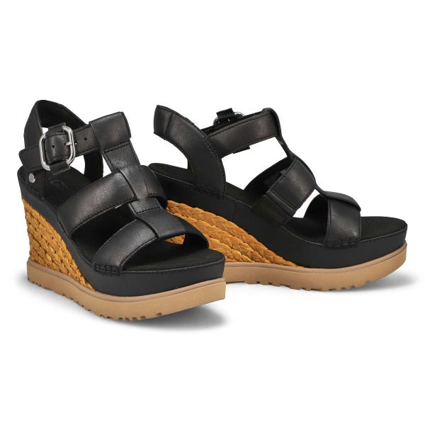 Sandale compensée ABBOT WEDGE, noir, femmes