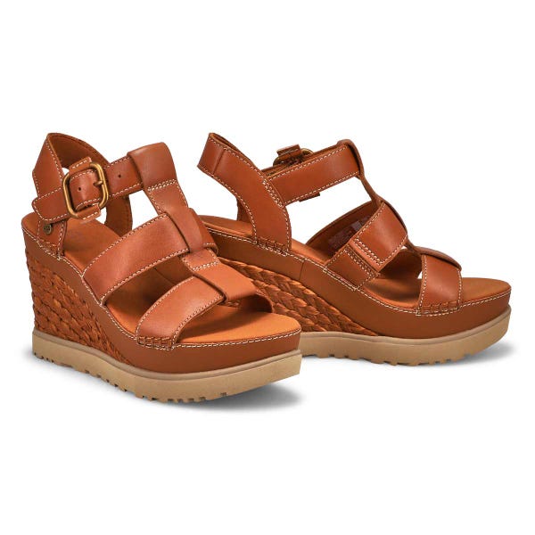 Sandale compensée ABBOT WEDGE, cognac, femmes