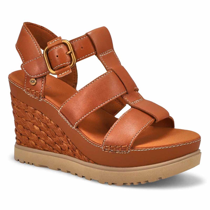 Sandale compensée ABBOT WEDGE, cognac, femmes