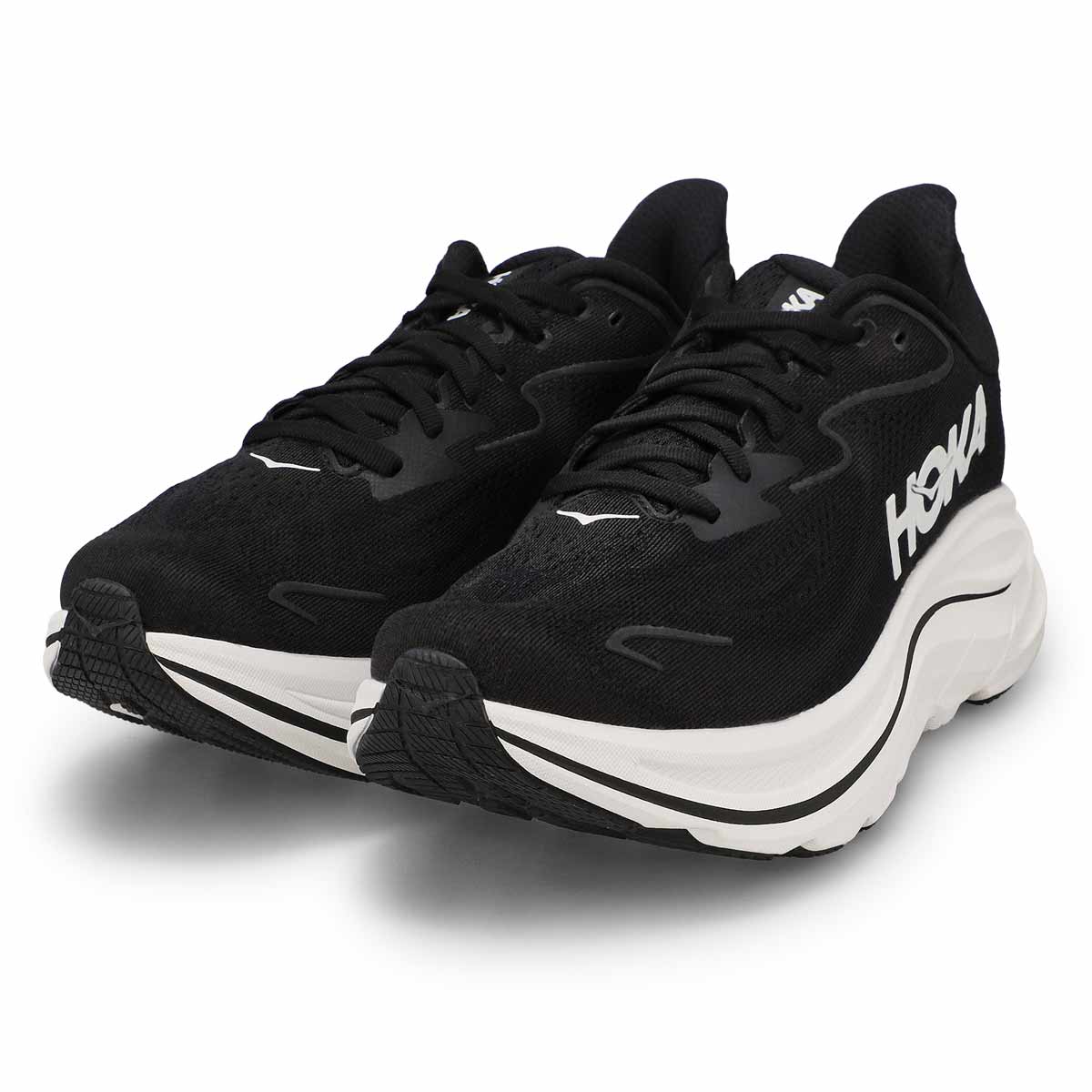 Men's Clifton 10 Lace Up Performace Runner - Black/White