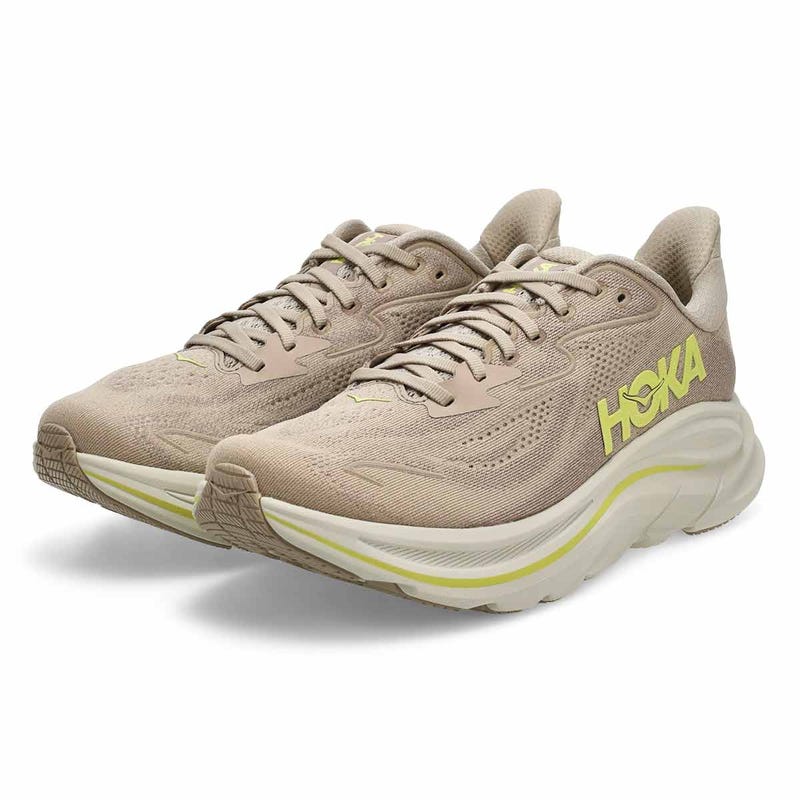 Baskets de performance à lacets CLIFTON 10, lin brut/pierre, hommes