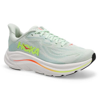 Lds Clifton 10 Lace Up Performance Sneaker - Sea Glass/Neon Flame