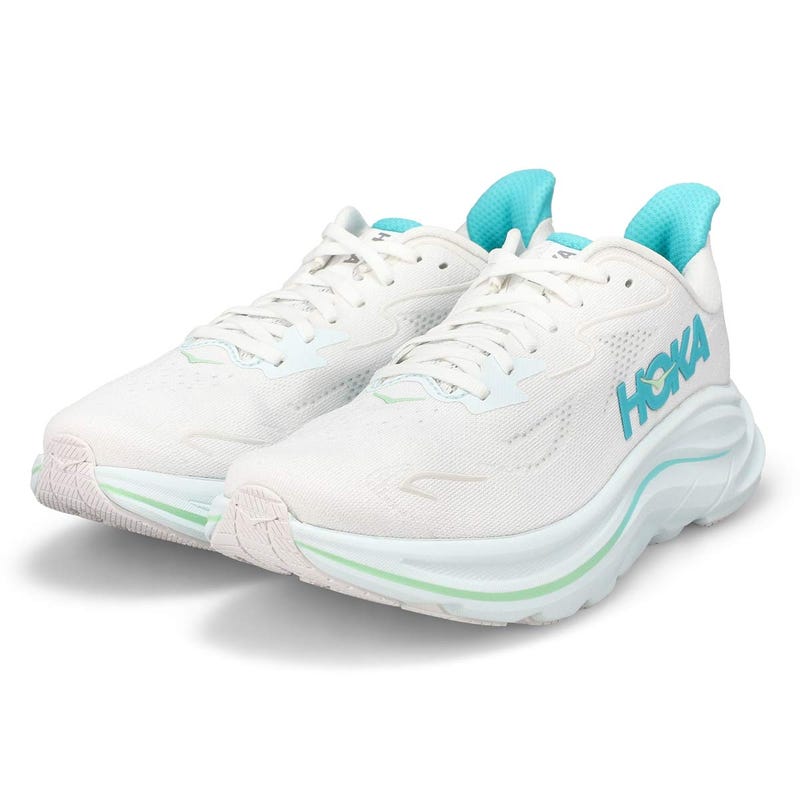 Women's Clifton 10 Lace Up Performance Sneaker - White/Cielo Blue