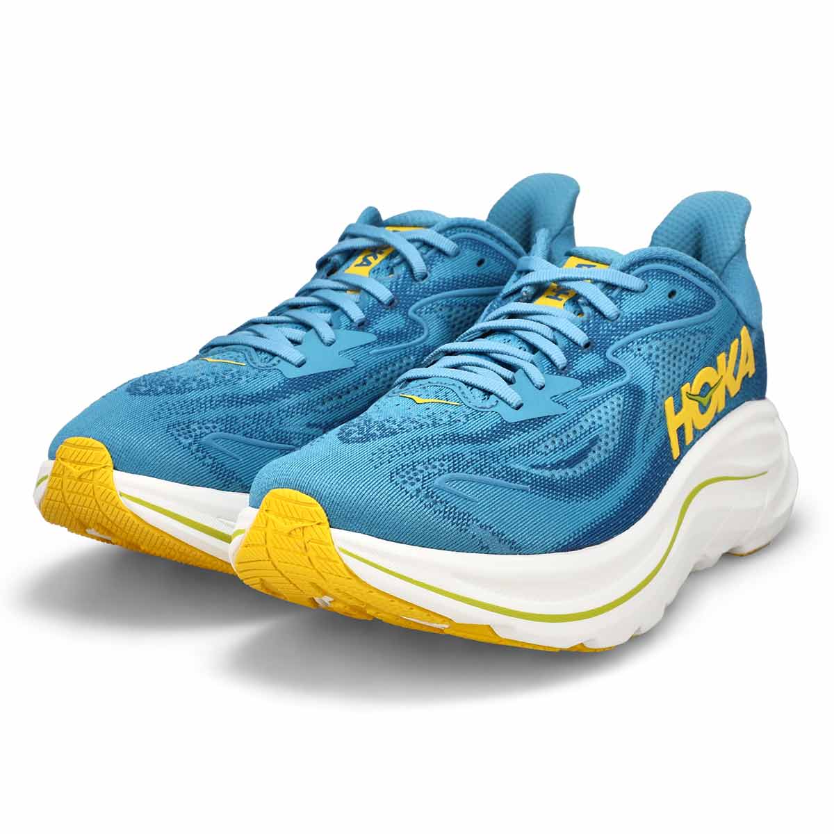 Men's Clifton 10 Lace Up Wide Performace Sneaker - Alpine Blue/Foggy Night