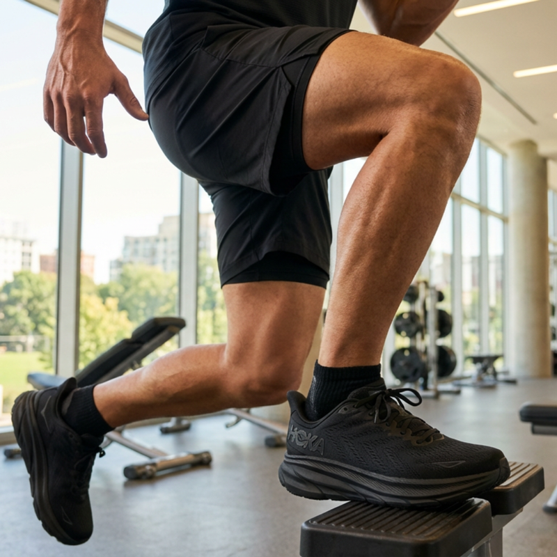 Men's Clifton 10 Lace Up Wide Performace Sneaker - Black/Black