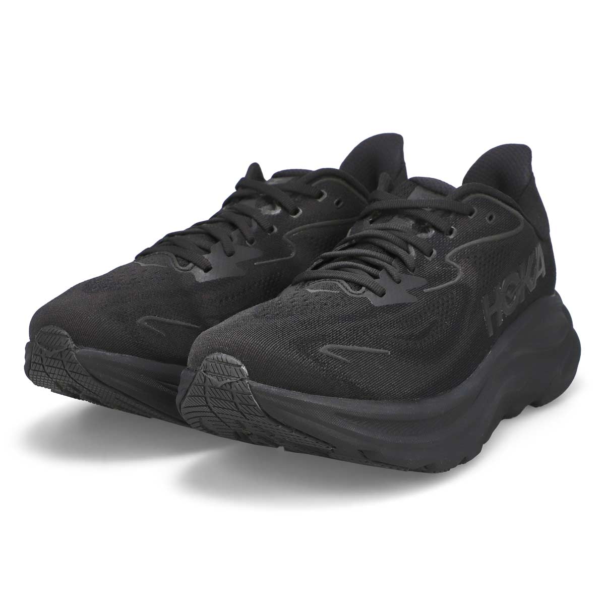 Men's Clifton 10 Lace Up Wide Performace Sneaker - Black/Black