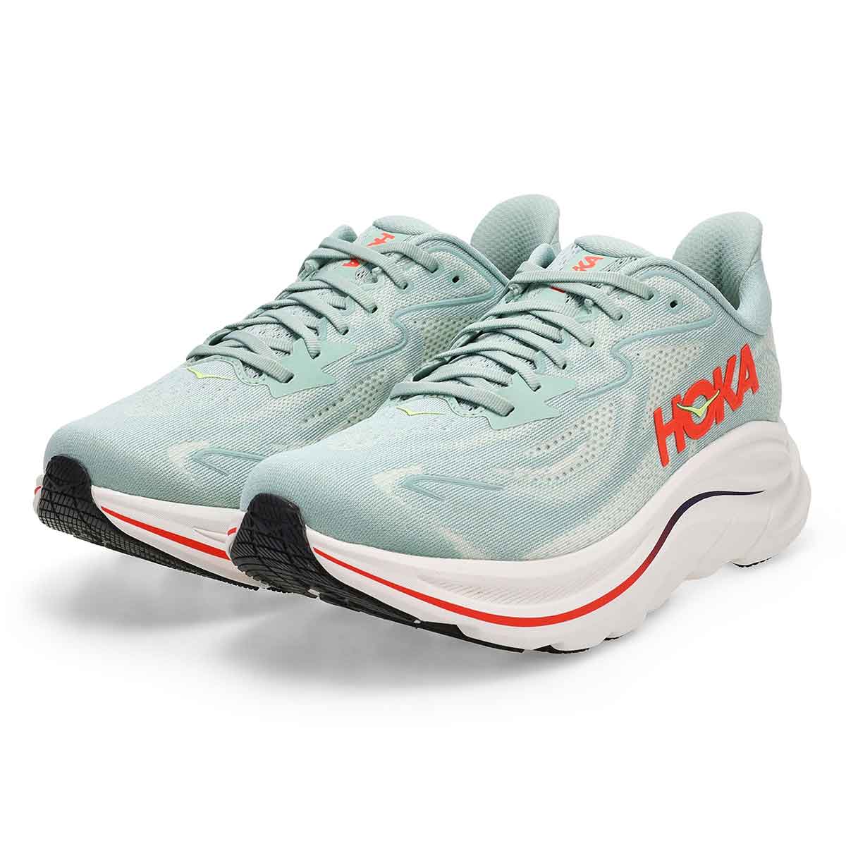 Baskets de performance à lacets CLIFTON 10, sauge/flamme néon, hommes - LARGE