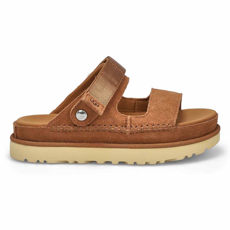 Women's Golden Star Adjustable Slide Platform Sandal - Chestnut