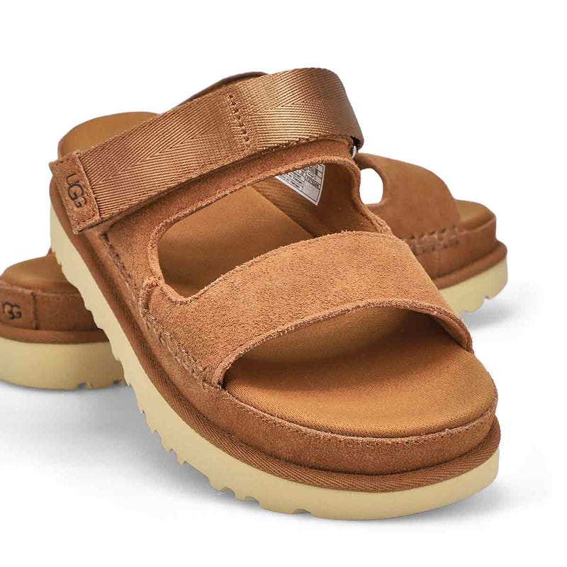 Women's Golden Star Adjustable Slide Platform Sandal - Chestnut