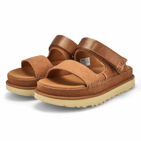 Women's Golden Star Adjustable Slide Platform Sandal - Chestnut