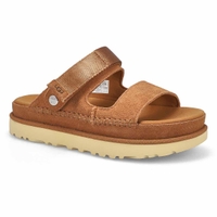 Women's Golden Star Adjustable Slide Platform Sandal - Chestnut