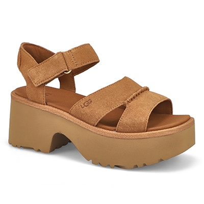 Lds New Heights Ankle Strap Platform Sandal - Chestnut
