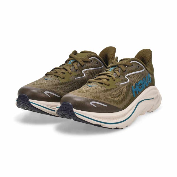 Kids'  Clifton 10 Lace Up Performance Sneaker - Antique Olive/River Rock Grey