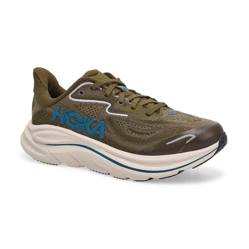 Kids'  Clifton 10 Lace Up Performance Sneaker - Antique Olive/River Rock Grey