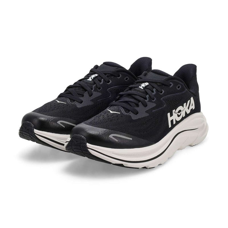 Kids'  Clifton 10 Lace Up Performance Sneaker - Black/ White