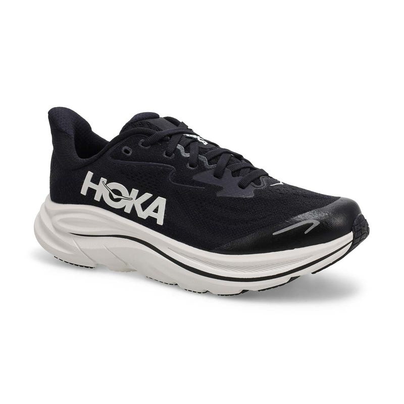 Kids'  Clifton 10 Lace Up Performance Sneaker - Black/ White