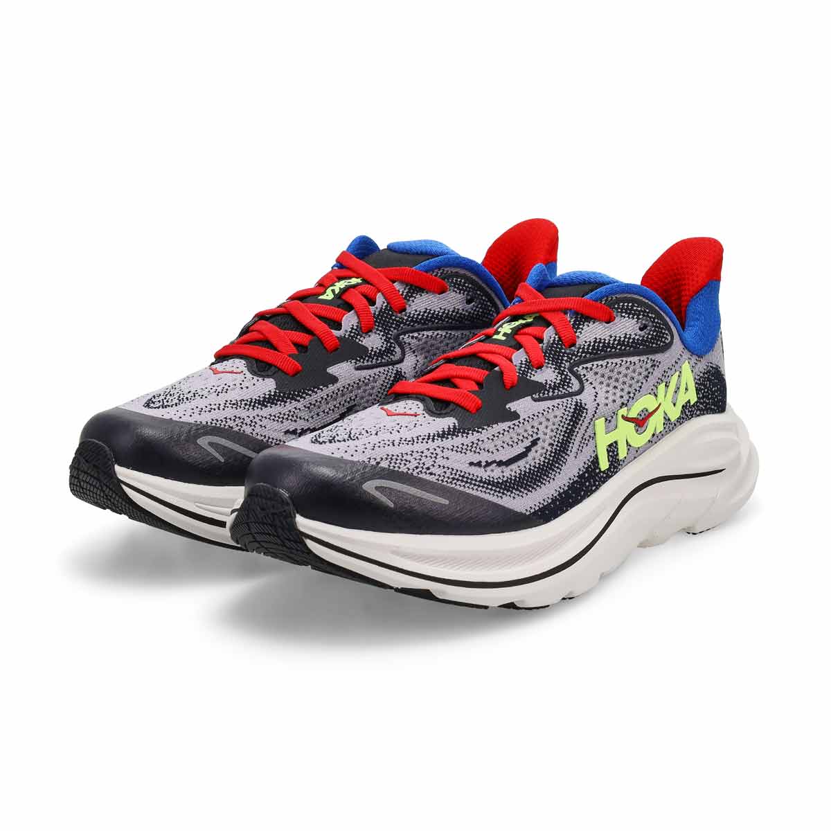 Kids'  Clifton 10 Lace Up Performance Sneaker - Foggy Grey / Black