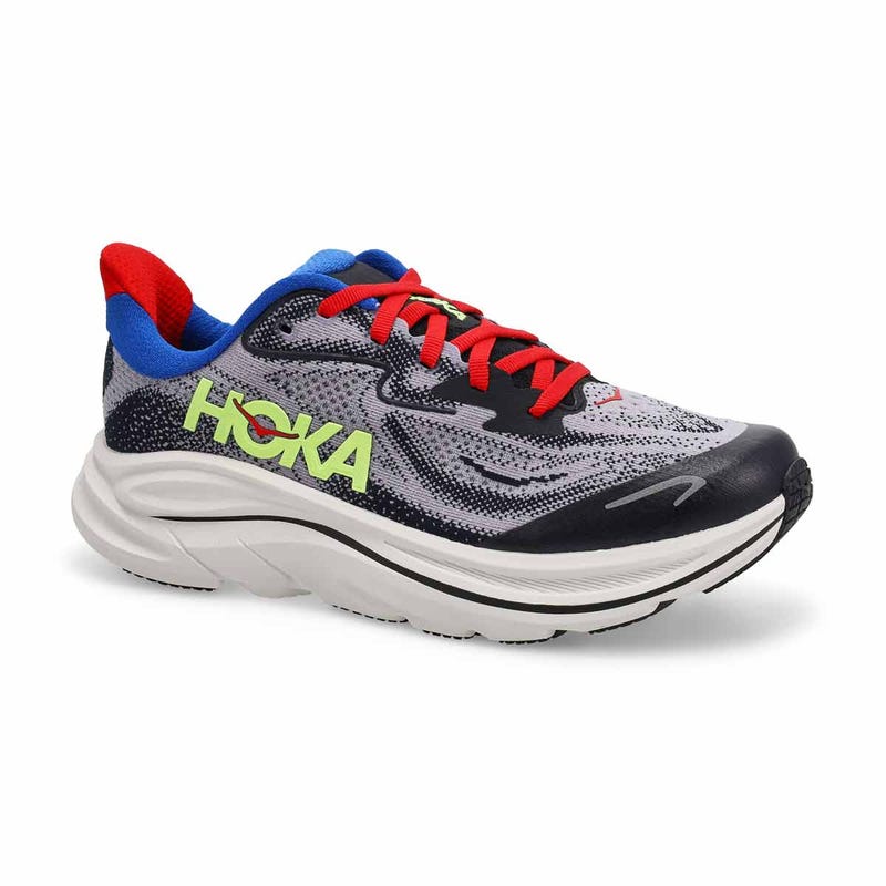 Kids'  Clifton 10 Lace Up Performance Sneaker - Foggy Grey / Black