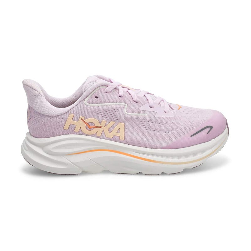 Girls'  Clifton 10 Lace Up Performance Sneaker - Lilac Cream/ Tangerine Glow