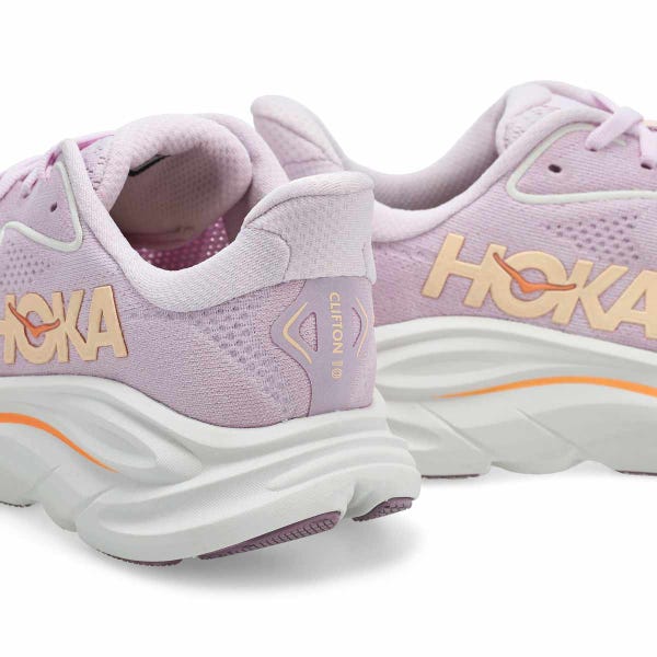 Girls'  Clifton 10 Lace Up Performance Sneaker - Lilac Cream/ Tangerine Glow