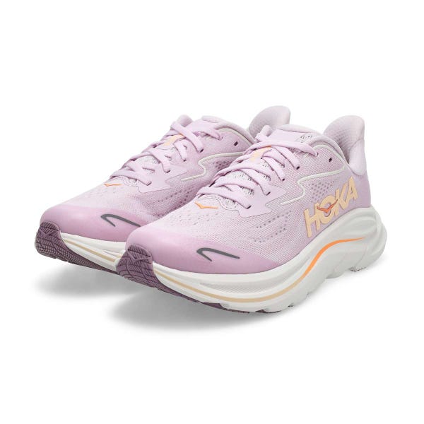 Girls'  Clifton 10 Lace Up Performance Sneaker - Lilac Cream/ Tangerine Glow