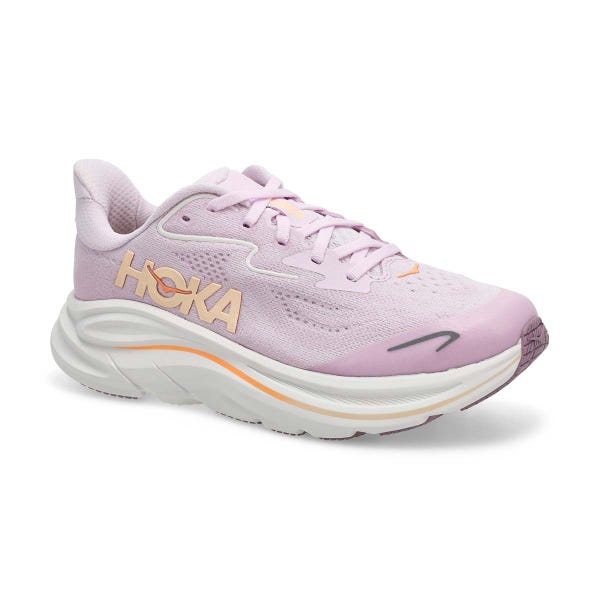 Girls'  Clifton 10 Lace Up Performance Sneaker - Lilac Cream/ Tangerine Glow