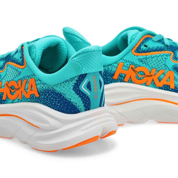 Kids'  Clifton 10 Lace Up Performance Sneaker - Night Glow Blue/Electric Aqua