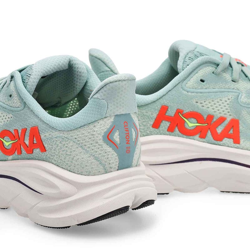 Kids'  Clifton 10 Lace Up Performance Sneaker - Sage / Neon Flame