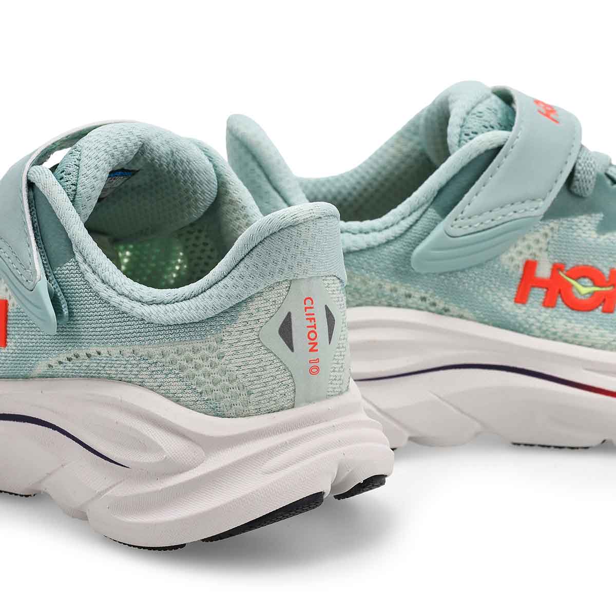 Baskets de performance CLIFTON 10, sauge/flamme néon, enfants