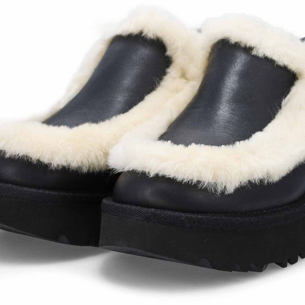Sabot à plateforme en cuir ESMEE LEATHER CLOG, noir, femmes