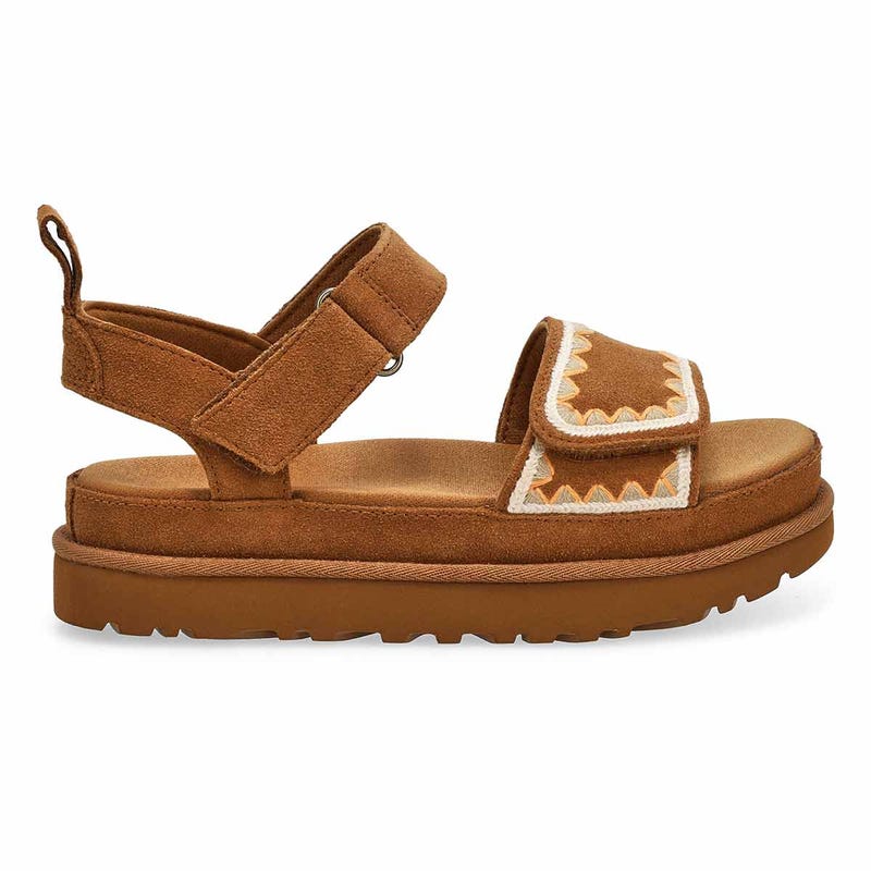 Women's Golden Star Artistitch Platform Sandal - Chestnut